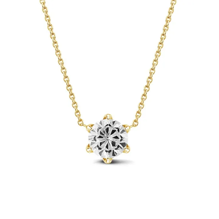 1.25 quilates colgante solitario en oro amarillo con diamante redondo 