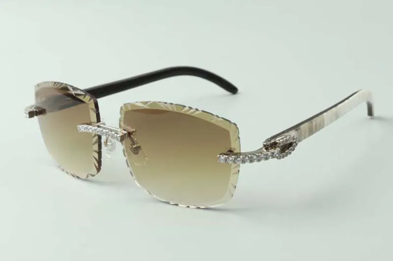2021 GAFAS DE SOL DE DISEñADOR 3524023 DIAMANTES SIN FIN CORTES LENTES NATURALES HíBRIDOS CUERNO DE BúFALO GAFAS, TAMAñO: 5818