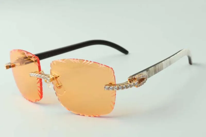 2021 GAFAS DE SOL DE DISEñADOR 3524023 DIAMANTES SIN FIN CORTES LENTES NATURALES HíBRIDOS CUERNO DE BúFALO GAFAS, TAMAñO: 5818