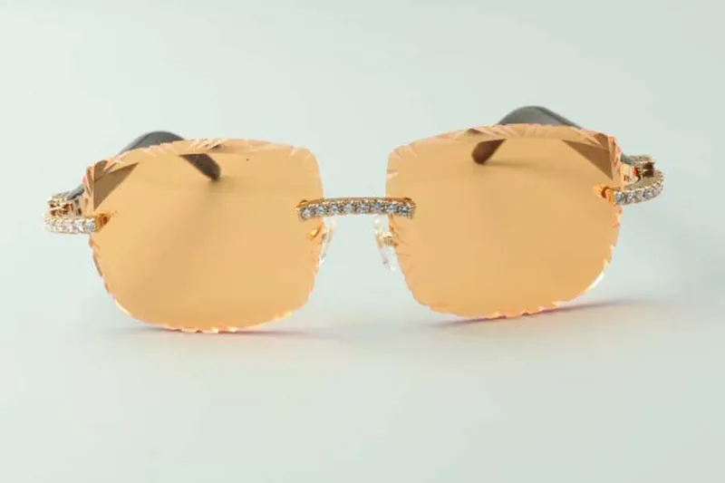 2021 GAFAS DE SOL DE DISEñADOR 3524023 DIAMANTES SIN FIN CORTES LENTES NATURALES HíBRIDOS CUERNO DE BúFALO GAFAS, TAMAñO: 5818