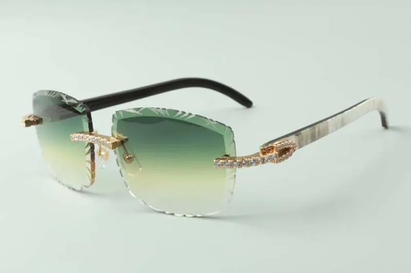 2021 GAFAS DE SOL DE DISEñADOR 3524023 DIAMANTES SIN FIN CORTES LENTES NATURALES HíBRIDOS CUERNO DE BúFALO GAFAS, TAMAñO: 5818