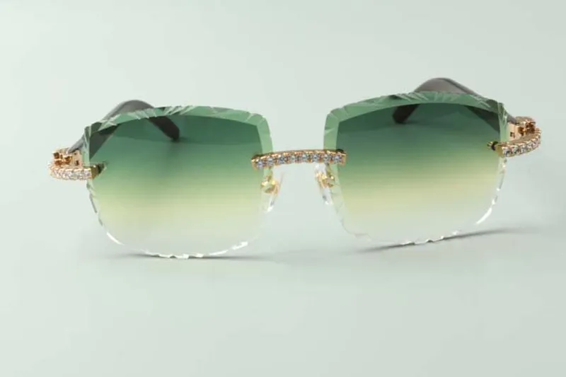 2021 GAFAS DE SOL DE DISEñADOR 3524023 DIAMANTES SIN FIN CORTES LENTES NATURALES HíBRIDOS CUERNO DE BúFALO GAFAS, TAMAñO: 5818