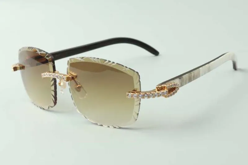 2021 GAFAS DE SOL DE DISEñADOR 3524023 DIAMANTES SIN FIN CORTES LENTES NATURALES HíBRIDOS CUERNO DE BúFALO GAFAS, TAMAñO: 5818