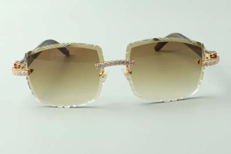 2021 GAFAS DE SOL DE DISEñADOR 3524023 DIAMANTES SIN FIN CORTES LENTES NATURALES HíBRIDOS CUERNO DE BúFALO GAFAS, TAMAñO: 5818