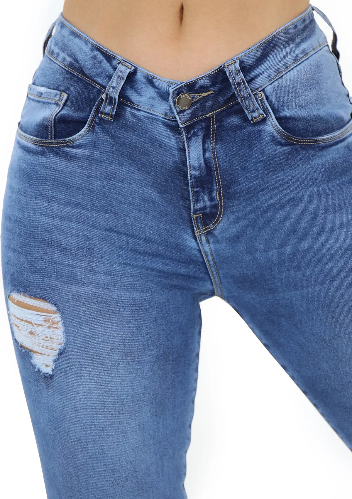 20347 Destroyed Skinny Jean (Long) by Maripily Rivera