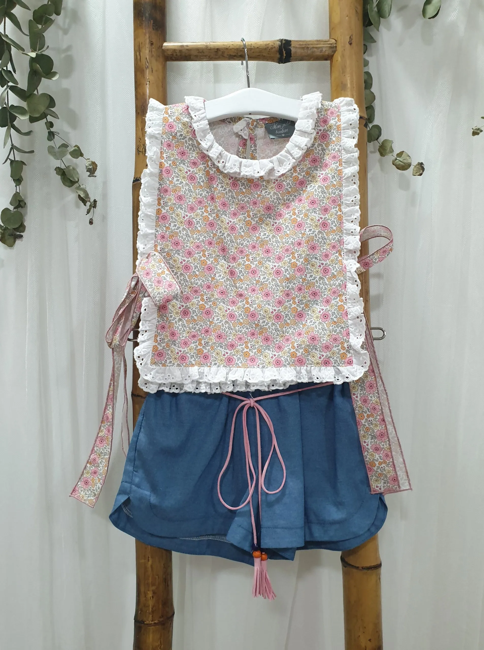 A Conjunto niña Mon Petit denim liberty R240556