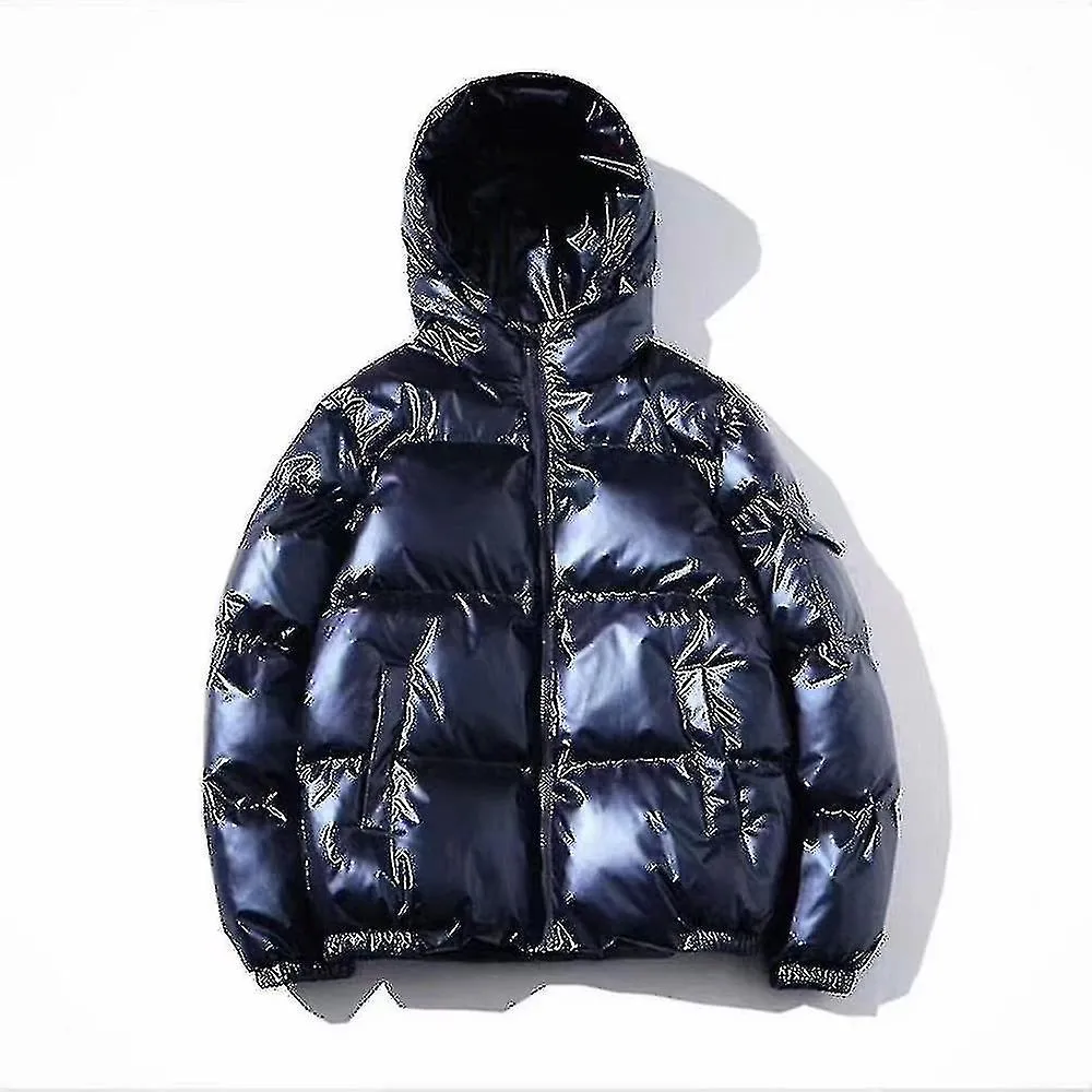 Abrigo liso brillante con capucha gruesa para hombres Chaqueta de abrigo suelta de invierno Ropa de abrigo suelta