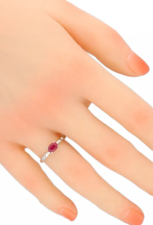 ANILLO ORO BLANCO CON RUBI FINO Y CIRCONITAS 308_030FBR
