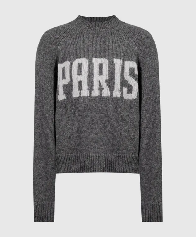 Anine Bing Gray Kendrick patterned wool and cashmere sweater