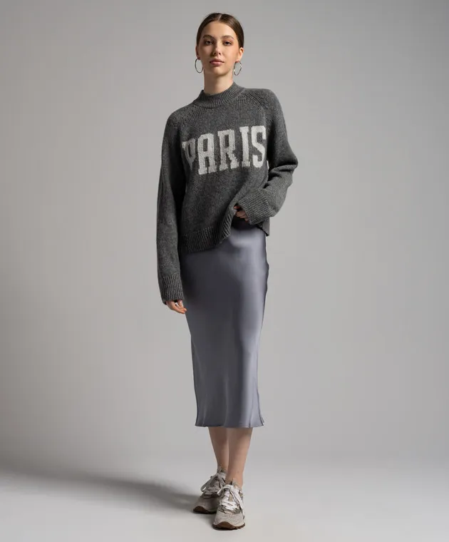 Anine Bing Gray Kendrick patterned wool and cashmere sweater
