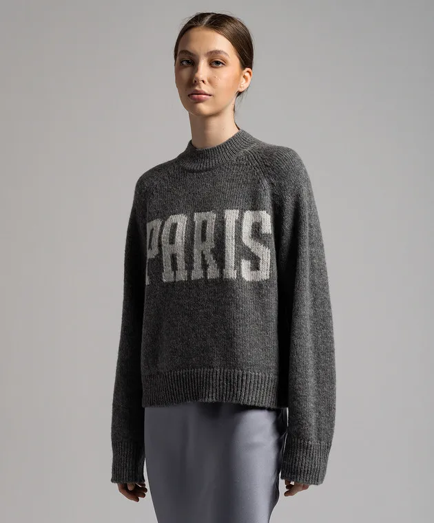 Anine Bing Gray Kendrick patterned wool and cashmere sweater