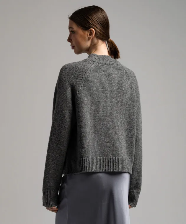 Anine Bing Gray Kendrick patterned wool and cashmere sweater