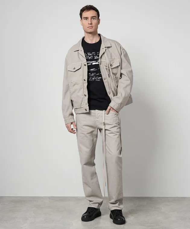 ANN DEMEULEMEESTER BLACK BAPTIST TSHIRT WITH CONTRAST PRINT