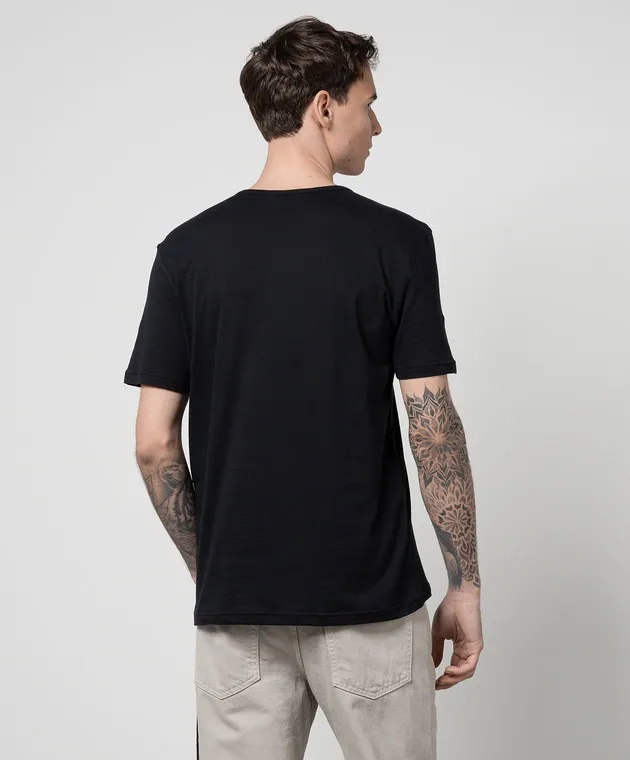 ANN DEMEULEMEESTER BLACK BAPTIST TSHIRT WITH CONTRAST PRINT
