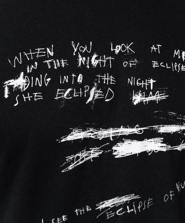 ANN DEMEULEMEESTER BLACK BAPTIST TSHIRT WITH CONTRAST PRINT