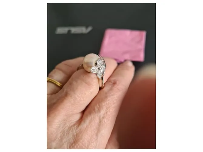 Autre Marque anillo de oro blanco 18 Cts Beige 
