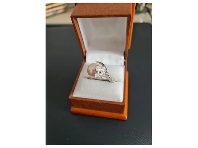 Autre Marque anillo de oro blanco 18 Cts Beige 