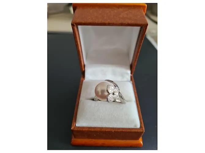 Autre Marque anillo de oro blanco 18 Cts Beige 