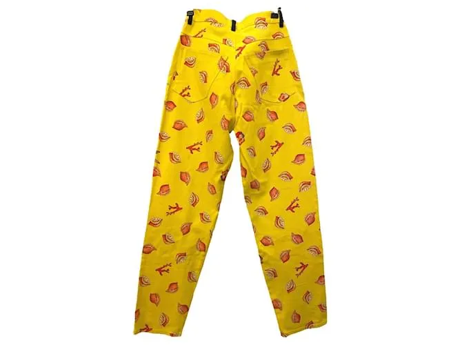 Autre Marque Jean Marina Sitbon para Kamosho 90S, motivos florales de concha y negros, amarillo y multicolor 