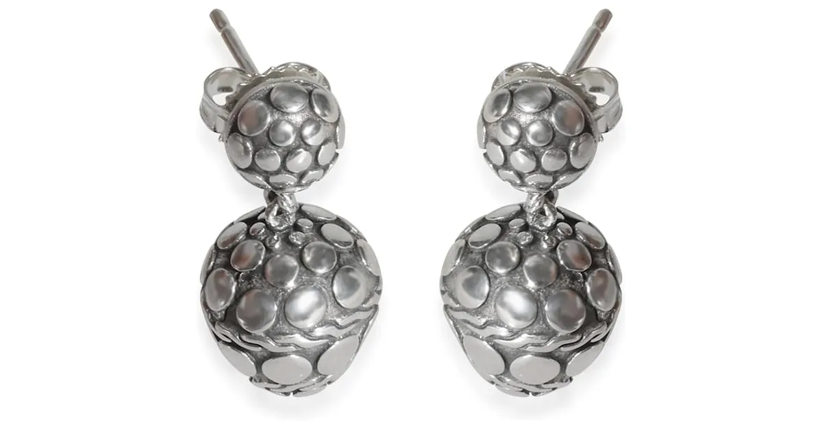 Autre Marque Pendientes Acorn de la Colección Dot de John Hardy en Plata Esterlina Metálico 