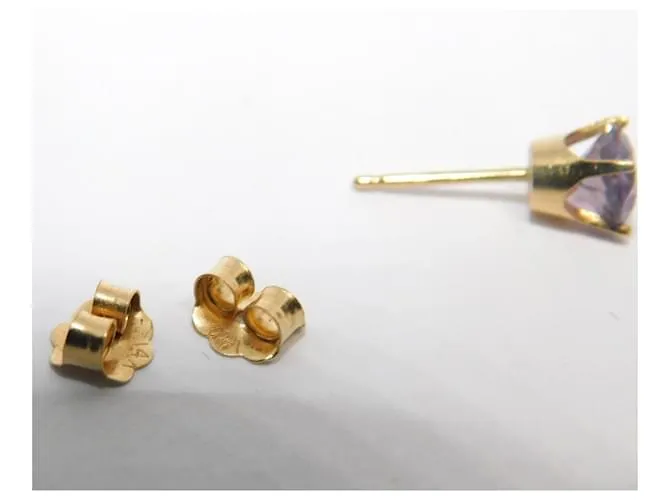 Autre Marque Pendientes de botón de amatistas moradas y doradas Dorado Púrpura 