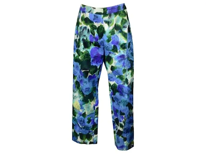 Autre Marque Seca van Noten Azul / Pantalones de algodón con estampado multicolor verde 