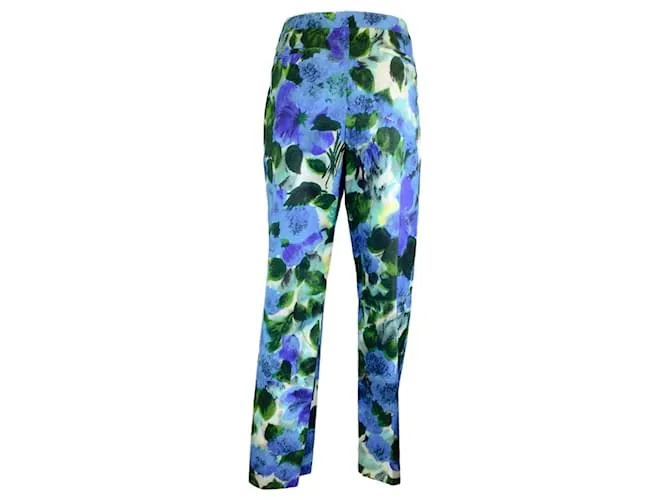 Autre Marque Seca van Noten Azul / Pantalones de algodón con estampado multicolor verde 