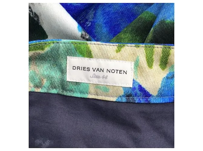 Autre Marque Seca van Noten Azul / Pantalones de algodón con estampado multicolor verde 