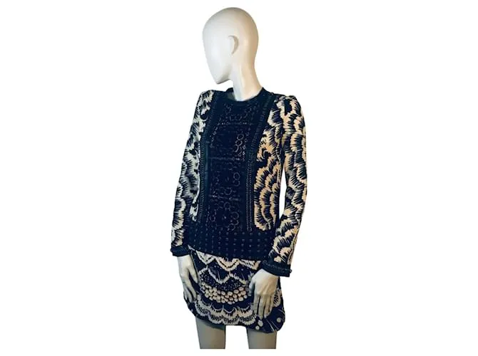 Autre Marque Vestido Jo No Fui de seda Negro Beige 