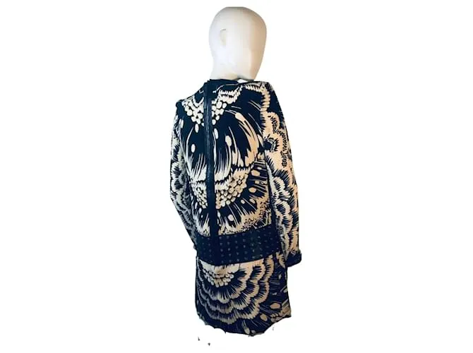 Autre Marque Vestido Jo No Fui de seda Negro Beige 