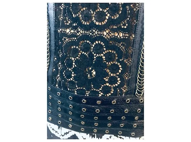 Autre Marque Vestido Jo No Fui de seda Negro Beige 