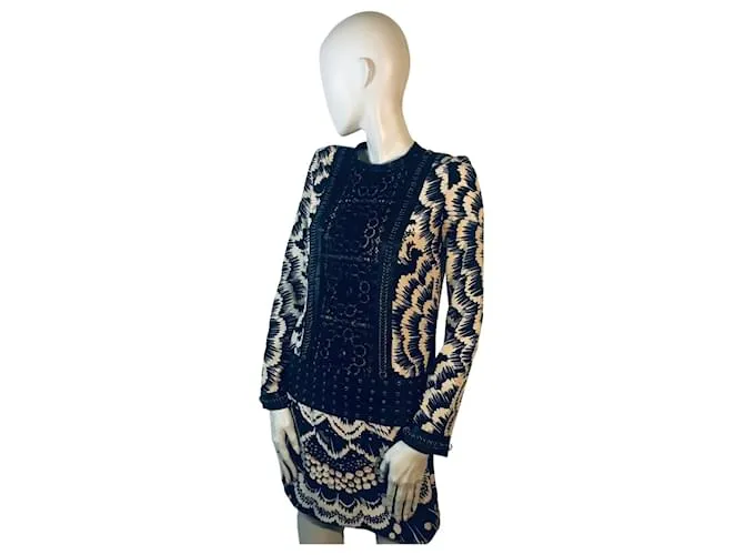 Autre Marque Vestido Jo No Fui de seda Negro Beige 