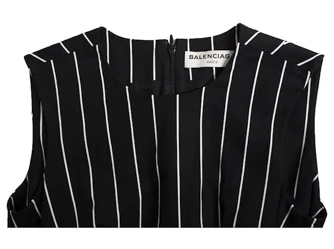 balenciaga, Vestido largo con estampado de rayas Negro 