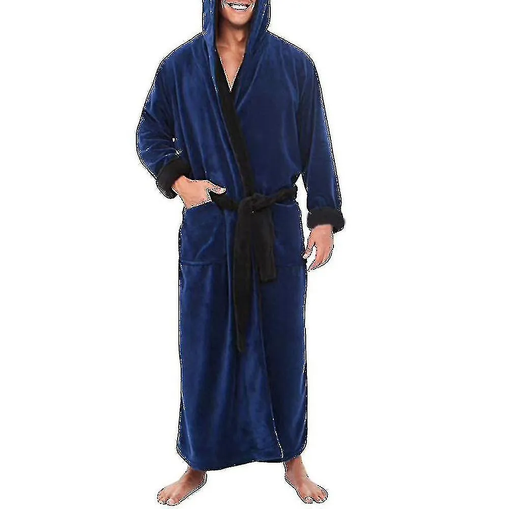 Bata de vestir para hombre Polar Ropa de dormir con capucha Albornoz Ropa de dormir