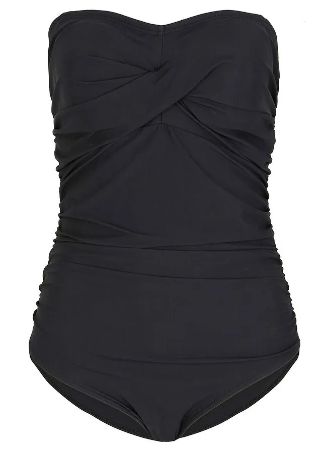 Bañador bandeau con efecto moldeador medio Negro