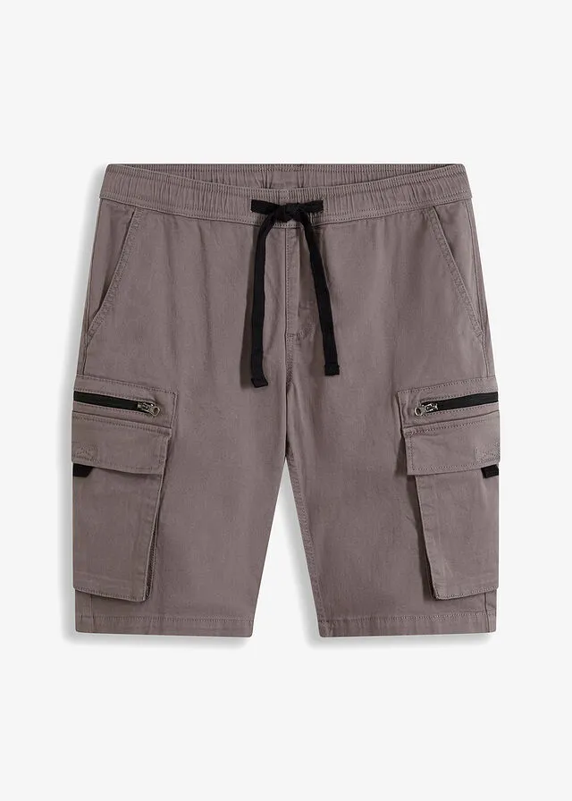 BERMUDAS ELáSTICAS CON BOLSILLOS CARGO, REGULAR FIT GRIS AHUMADONEGRO