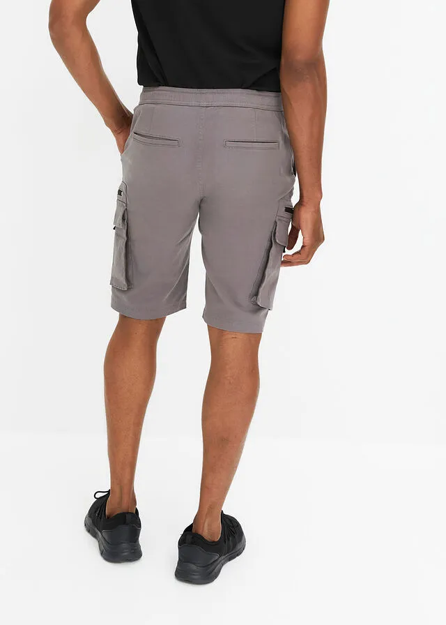 BERMUDAS ELáSTICAS CON BOLSILLOS CARGO, REGULAR FIT GRIS AHUMADONEGRO