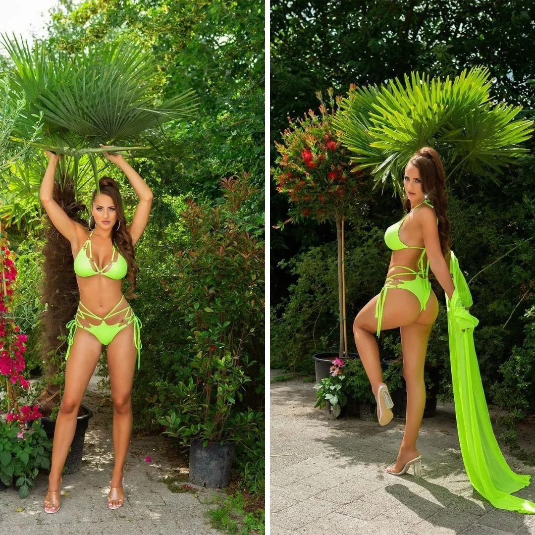 Bikini tanga verde neón sexy