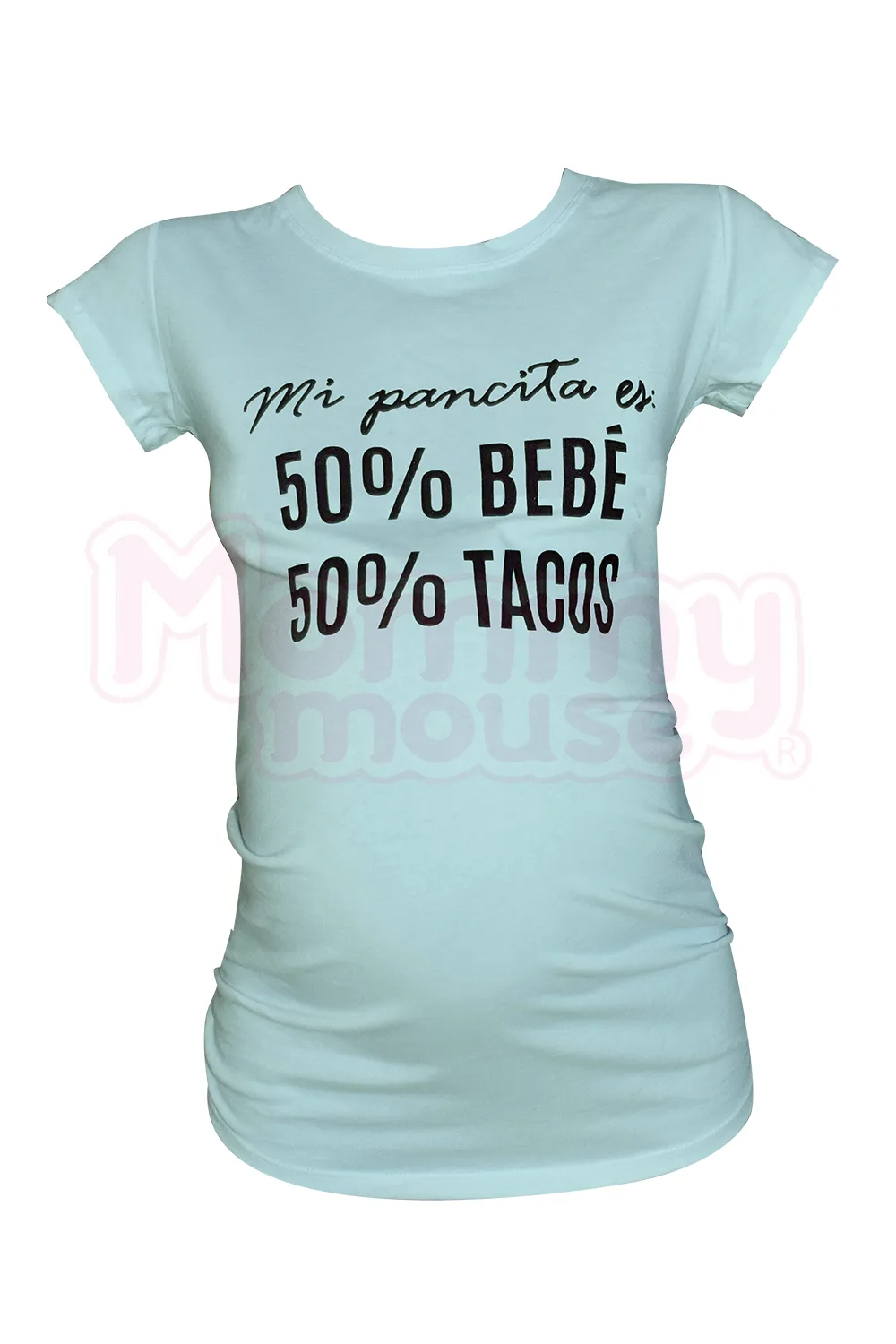 Blusa Maternidad Básica Manga corta. 50% Bebé 50%Tacos