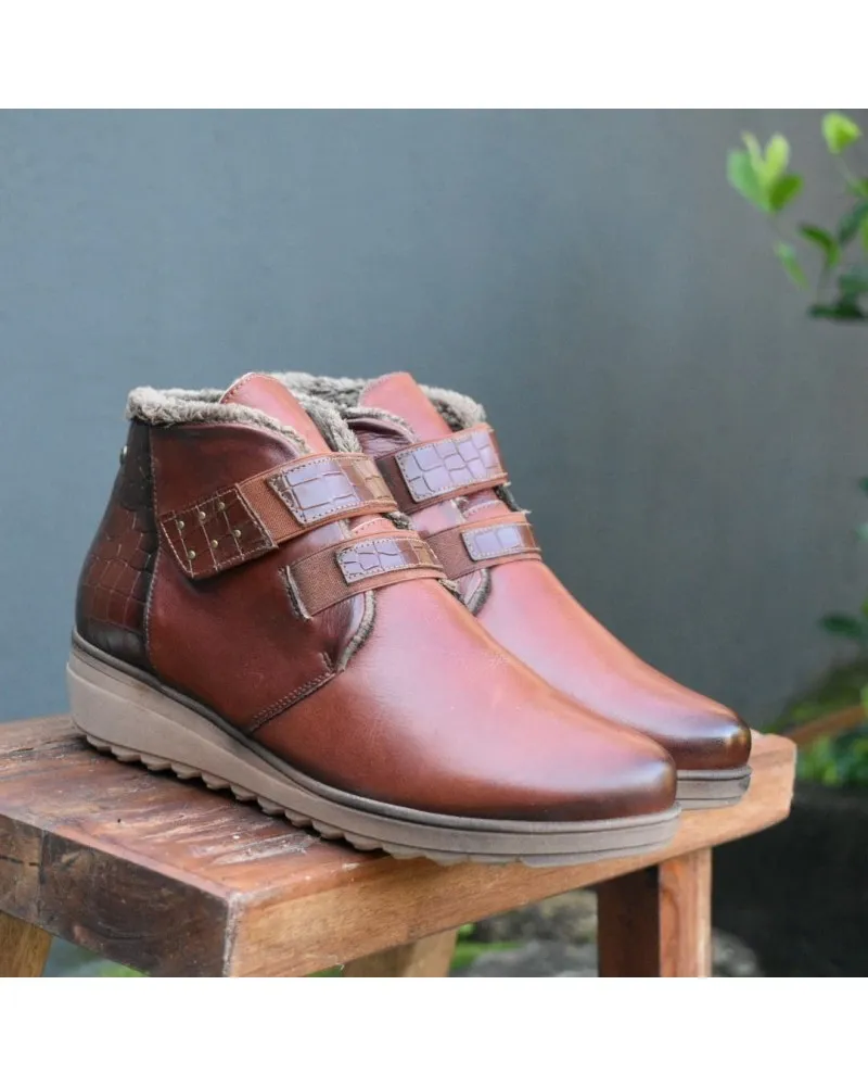 Bota de piel con velcro CONFORT |GIORDA 27491cuero