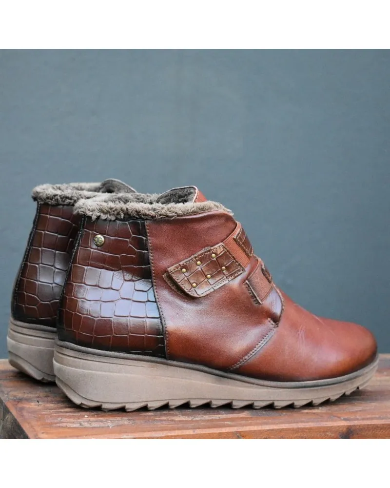 Bota de piel con velcro CONFORT |GIORDA 27491cuero