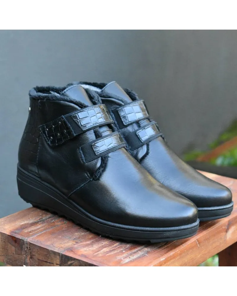Bota de piel con velcro CONFORT |GIORDA 27491cuero