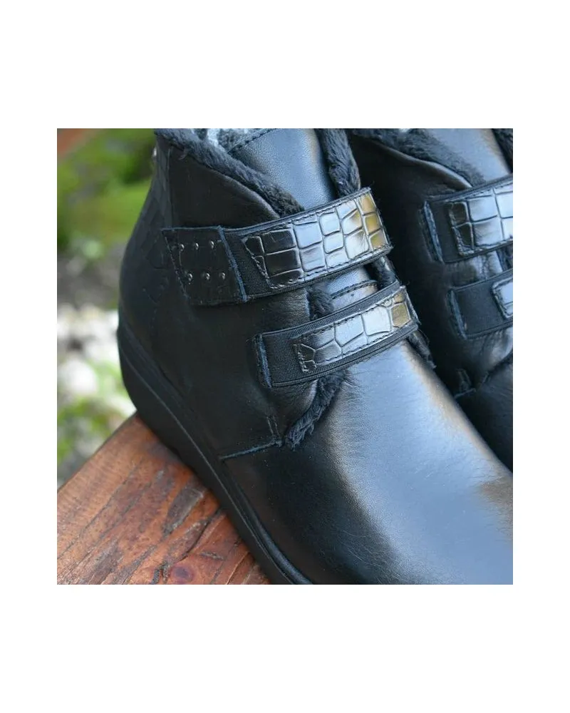 Bota de piel con velcro CONFORT |GIORDA 27491cuero