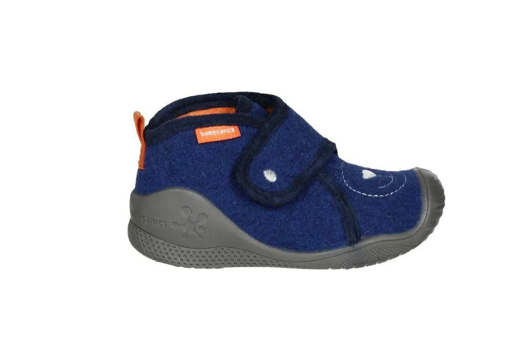 Bota Velcro Azul Fieltro Cara Con Sonrisa