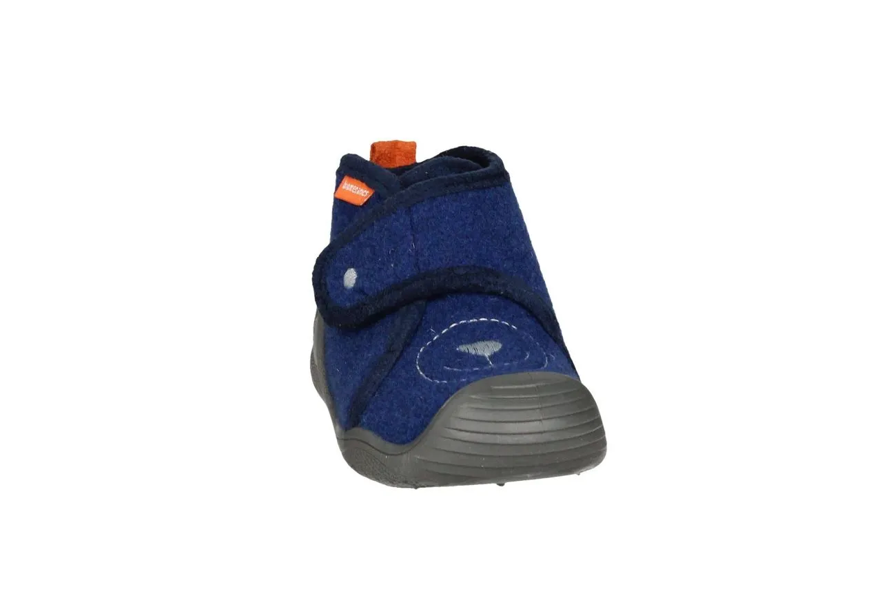 Bota Velcro Azul Fieltro Cara Con Sonrisa