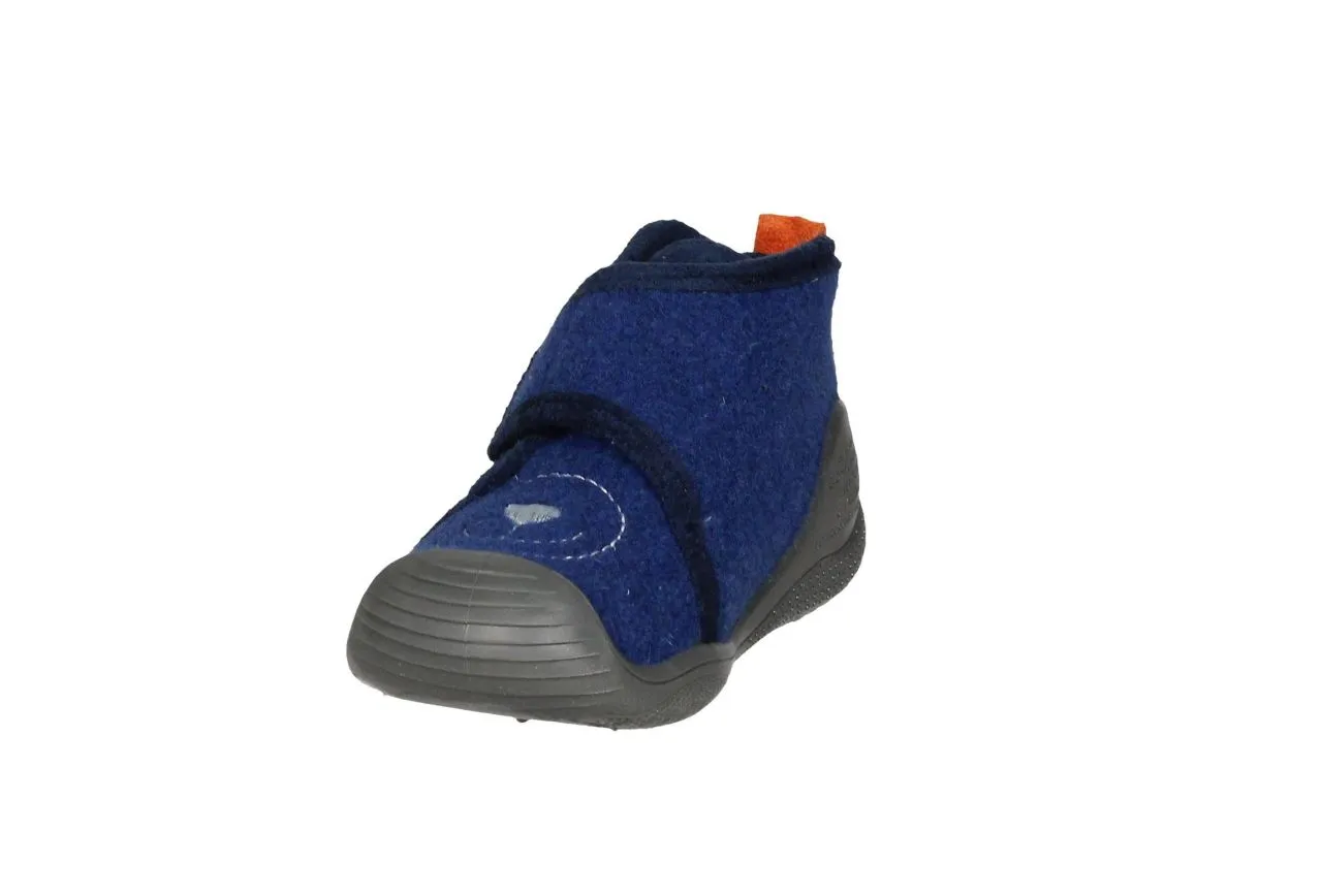 Bota Velcro Azul Fieltro Cara Con Sonrisa