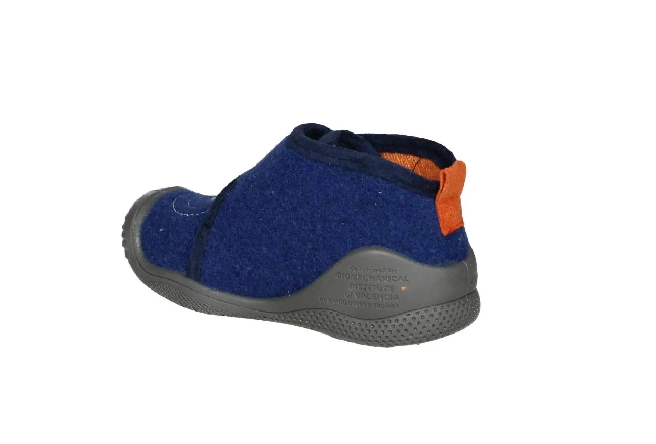 Bota Velcro Azul Fieltro Cara Con Sonrisa