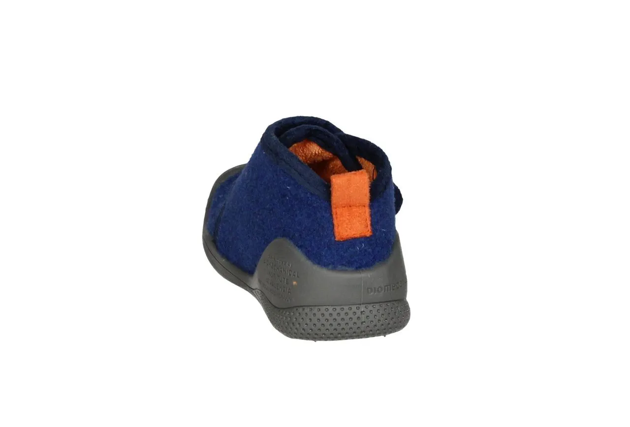 Bota Velcro Azul Fieltro Cara Con Sonrisa