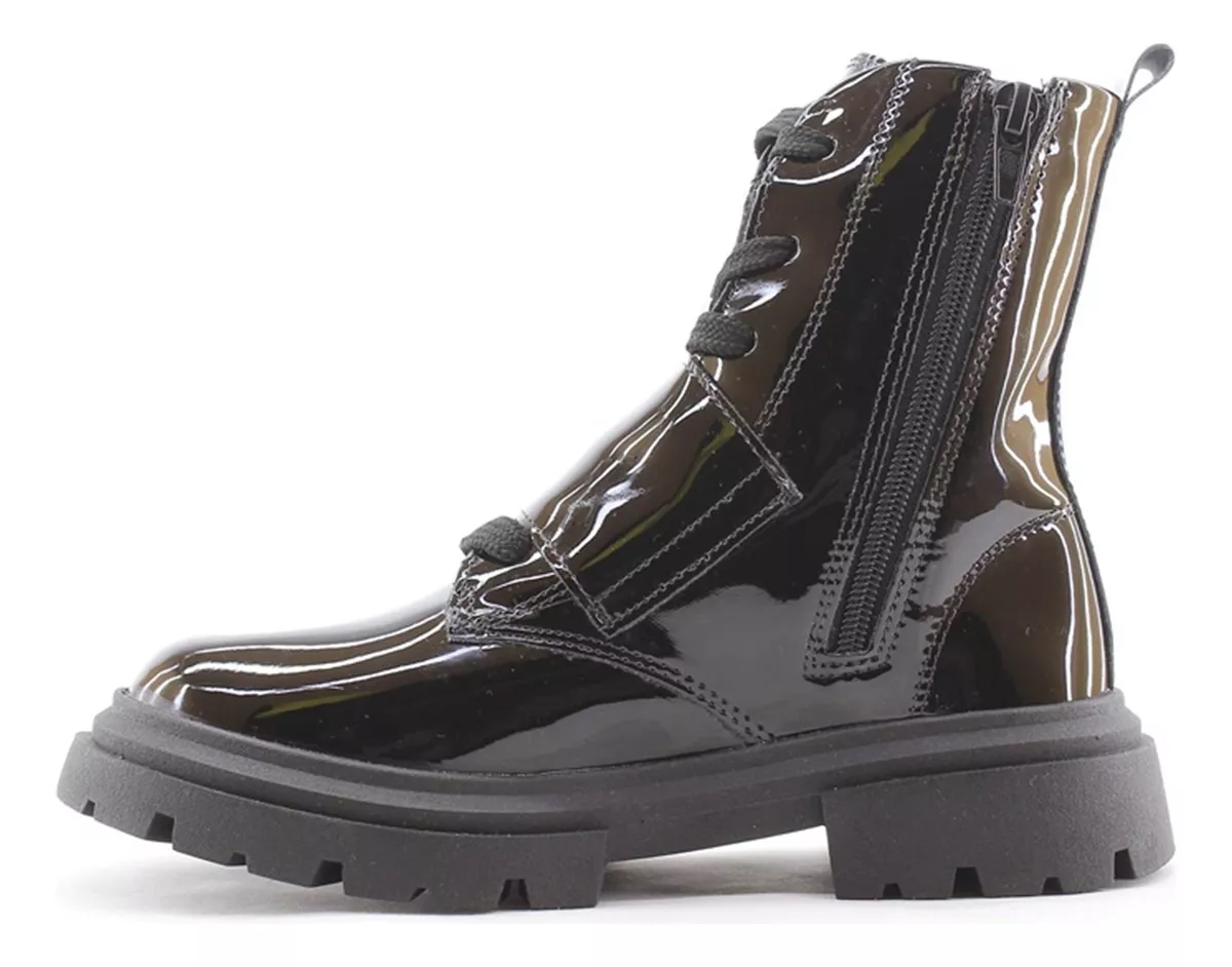 Botas Borcego Acordonado Viamo Mini Fiona Charol Nena Carg