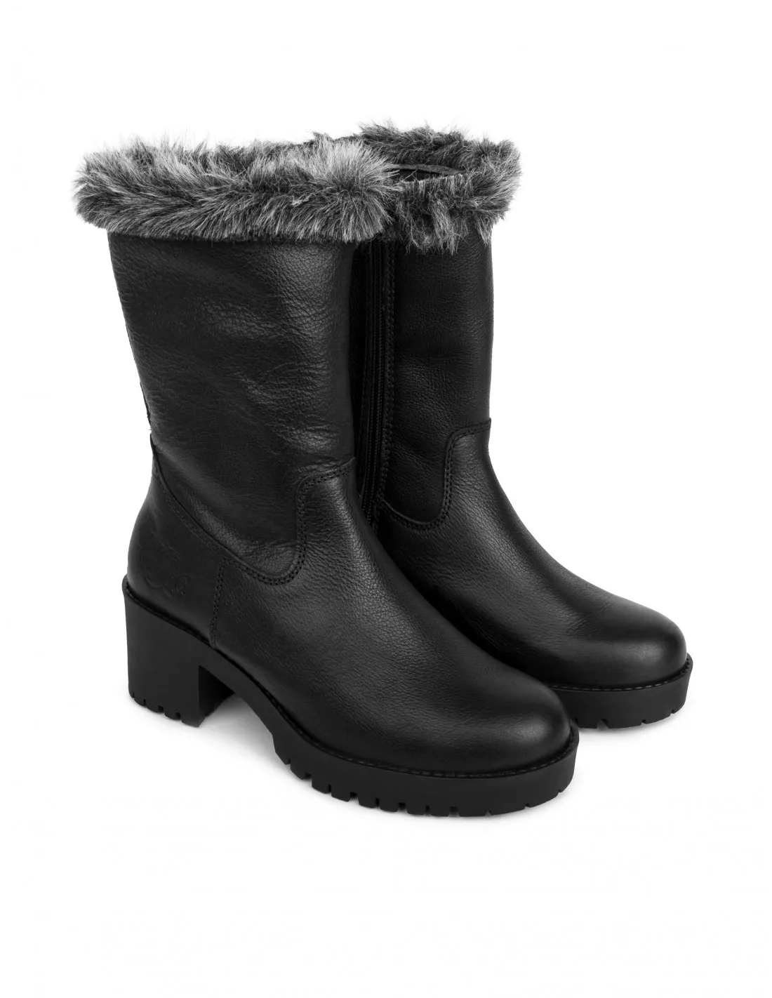 Botas Piel Tacón Track Negras PERA LIMONERA